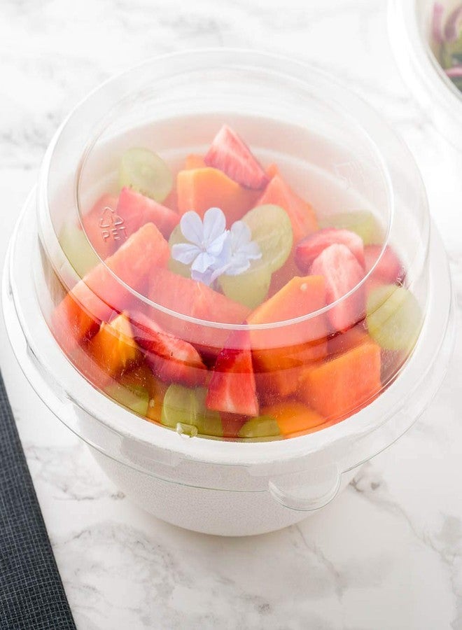 Restaurantware LIDS ONLY: Pulp Tek Clear Plastic Dome Lids 100 Disposable Lids For Salad Bowls - Bowls Sold Separately Built-In Tab Clear Plastic Dome Lids Fits 18 Ounce Bagasse Bowls - Image 3