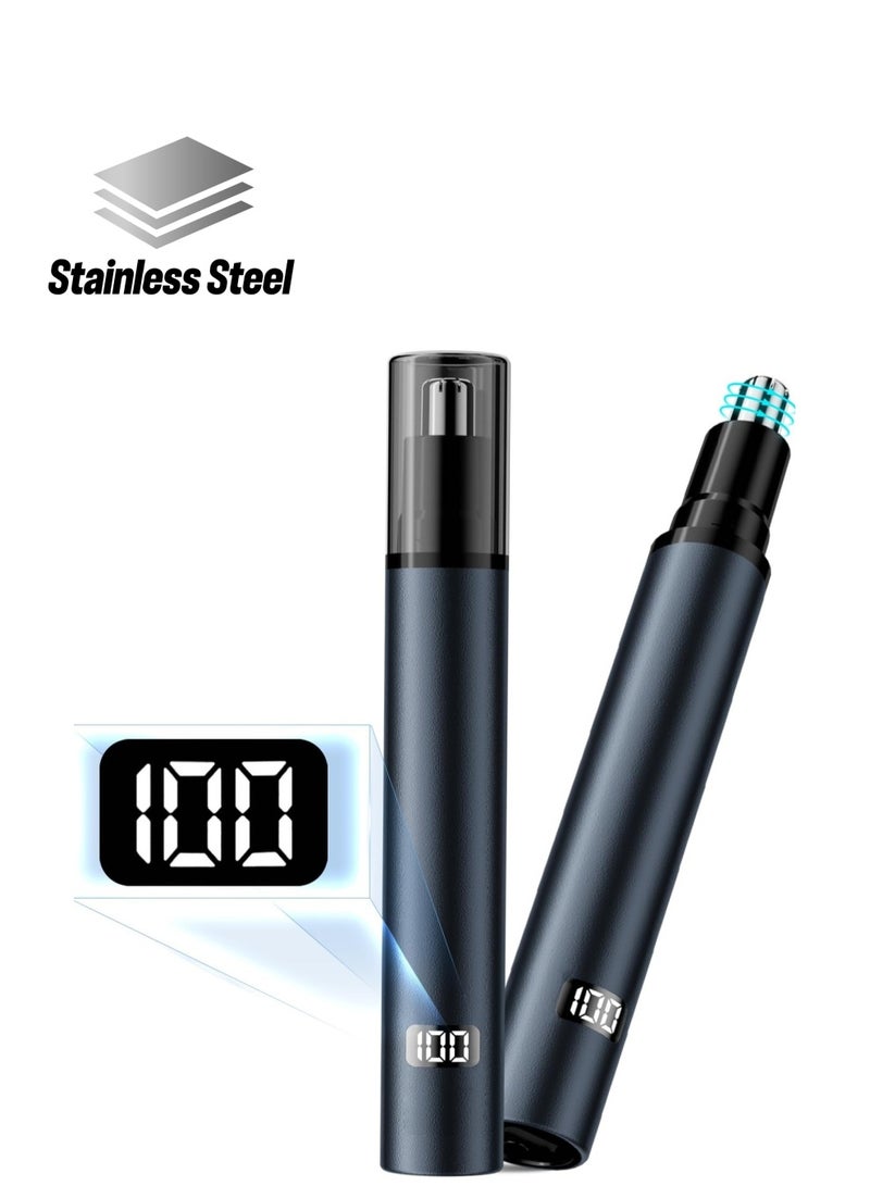 SOLARAE مقص شعر الأنف للرجال والنساء مع ضوء LED وعرض رقمي ذكي، مقص شعر الأذن والأنف، مقصات احترافية قابلة لإعادة الشحن عبر USB، أزرق ملكي، نسخة محدثة - Image 1