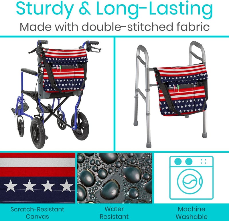 VIVE XL Wheelchair Bag - Waterproof, Scratch-Resistant, Double-Stitched, Machine Washable Accessory for Adults, Seniors, 15 Colors - Storage Walker Backpack to Hang on Back of Wheel Chair - Image 5