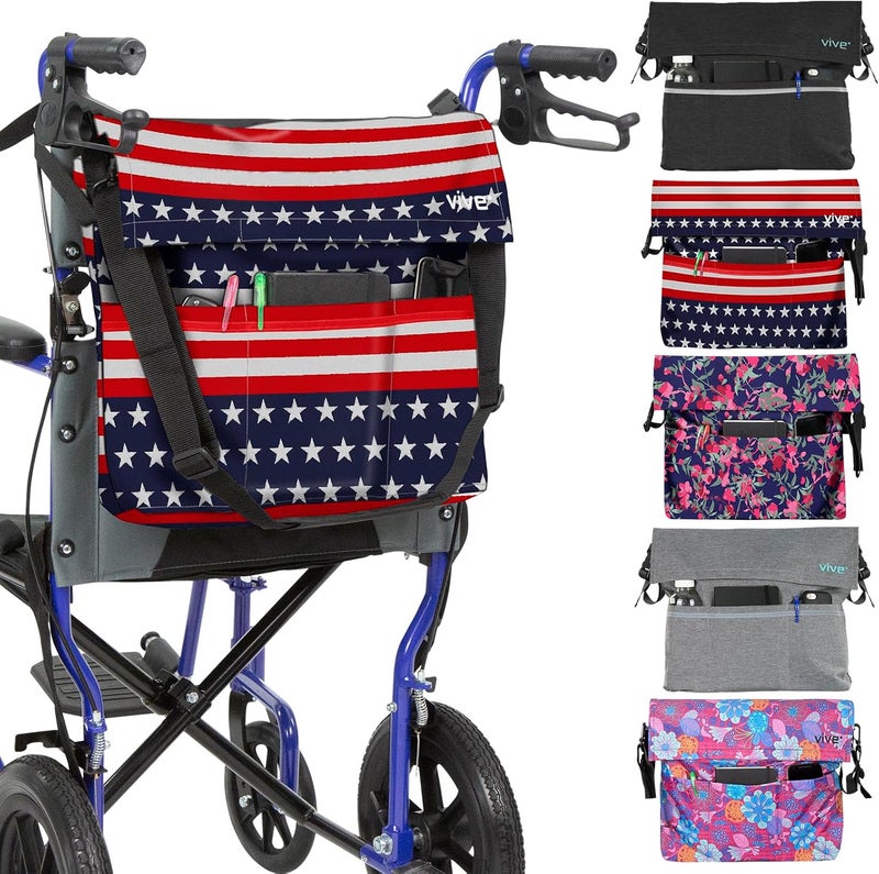 VIVE XL Wheelchair Bag - Waterproof, Scratch-Resistant, Double-Stitched, Machine Washable Accessory for Adults, Seniors, 15 Colors - Storage Walker Backpack to Hang on Back of Wheel Chair - Image 1