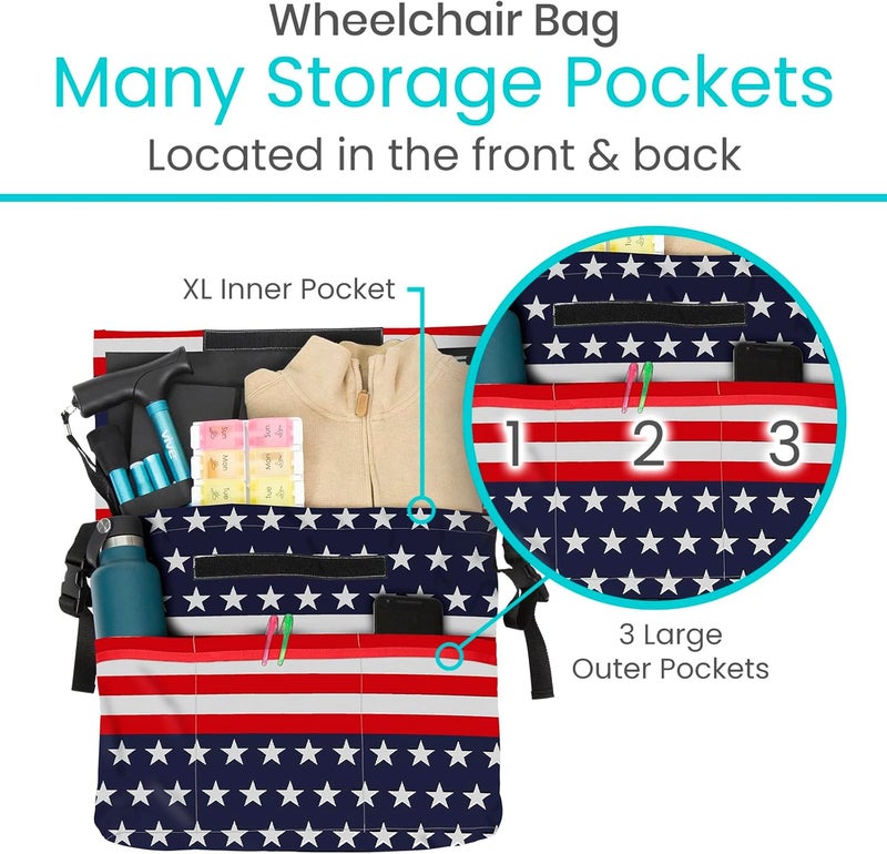 VIVE XL Wheelchair Bag - Waterproof, Scratch-Resistant, Double-Stitched, Machine Washable Accessory for Adults, Seniors, 15 Colors - Storage Walker Backpack to Hang on Back of Wheel Chair - Image 4