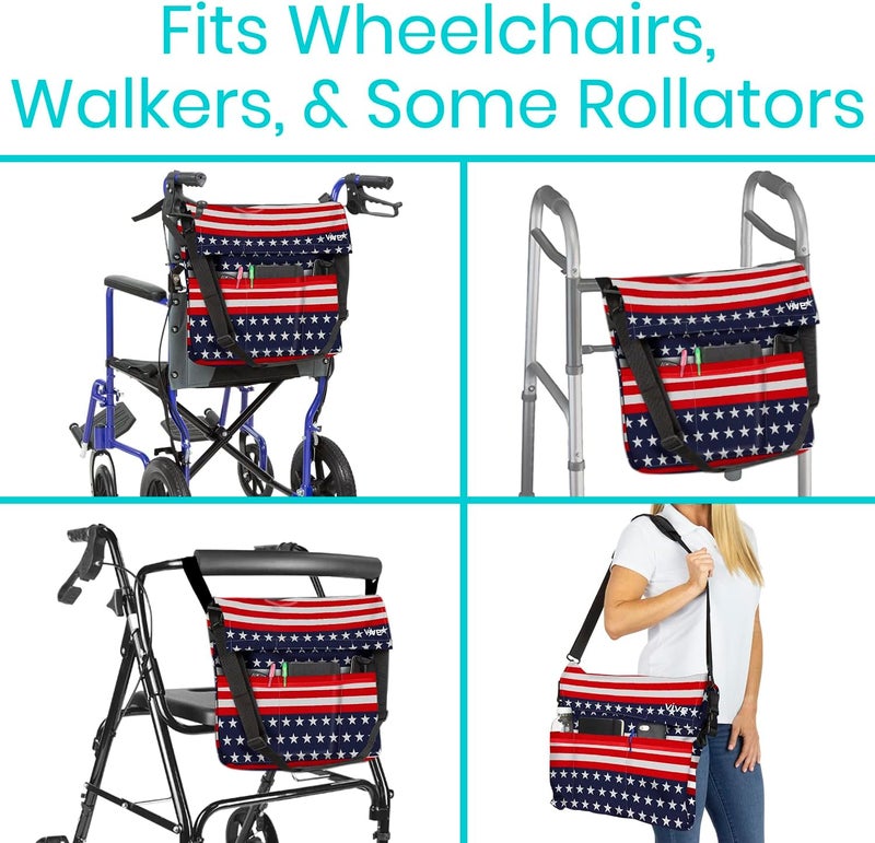 VIVE XL Wheelchair Bag - Waterproof, Scratch-Resistant, Double-Stitched, Machine Washable Accessory for Adults, Seniors, 15 Colors - Storage Walker Backpack to Hang on Back of Wheel Chair - Image 3