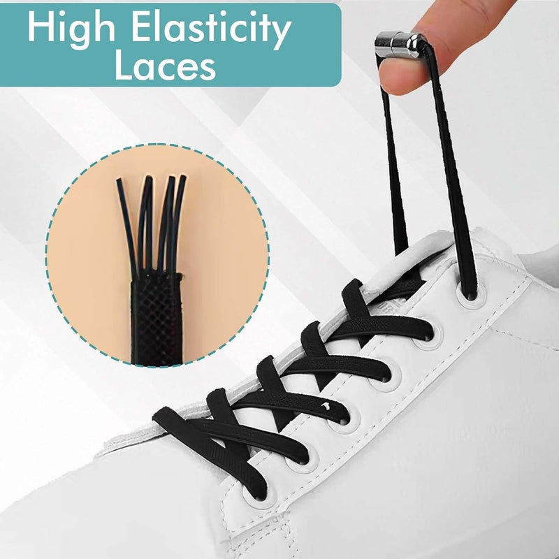 CoolShef 3Pairs No Tie Shoe Laces | Elastic Shoe Laces for Sneakers with Metal Capsule Buckle | Flat Shoe Lace for Kids and Adults - Image 3
