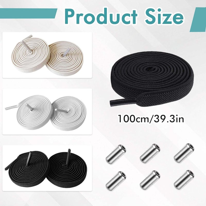 CoolShef 3Pairs No Tie Shoe Laces | Elastic Shoe Laces for Sneakers with Metal Capsule Buckle | Flat Shoe Lace for Kids and Adults - Image 2