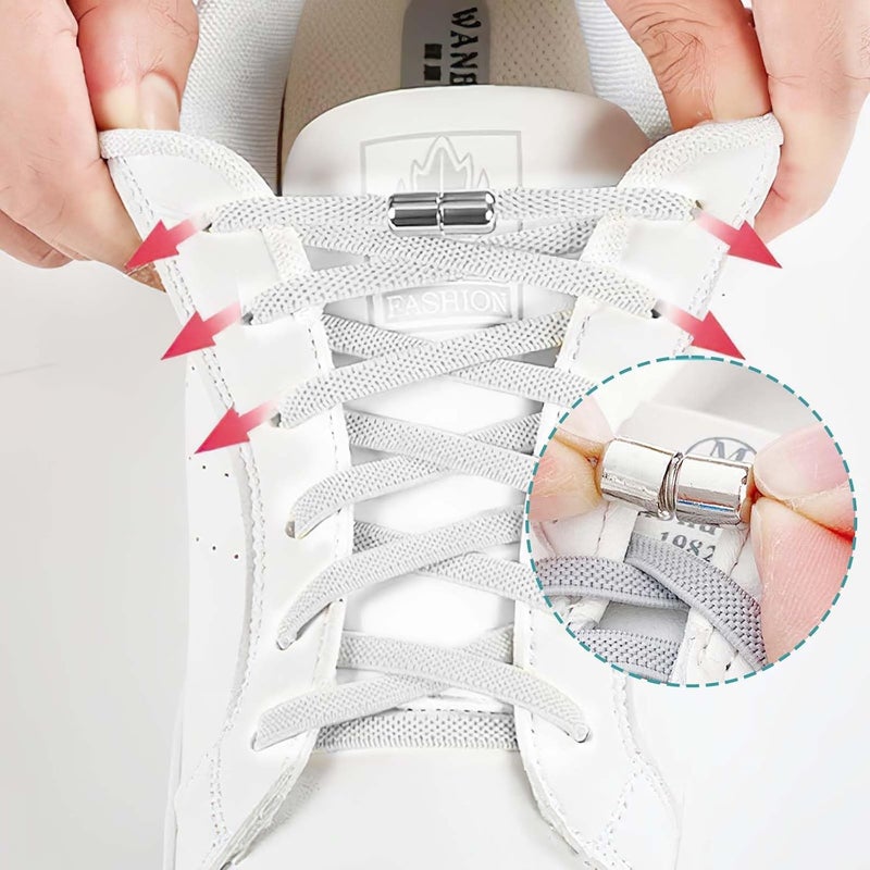 CoolShef 3Pairs No Tie Shoe Laces | Elastic Shoe Laces for Sneakers with Metal Capsule Buckle | Flat Shoe Lace for Kids and Adults - Image 4