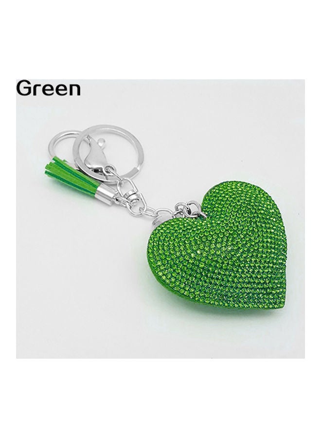 نيبمينينت سلسلة مفاتيح بشرابات ودلاية بتصميم قلب مرصع بحجر الراين أخضر - Image 1