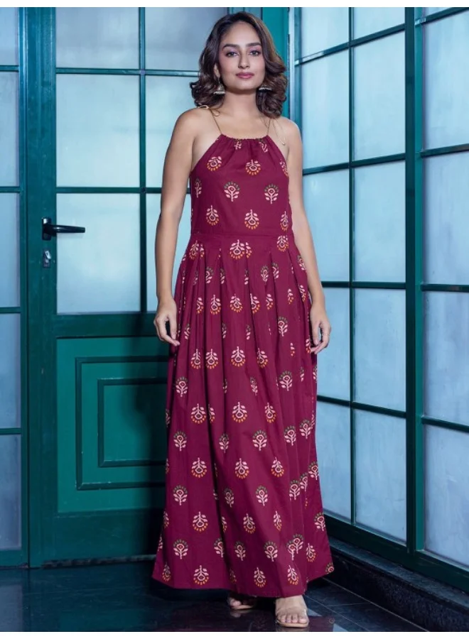 أيه كيه إس Maroon Noodle Strap Maxi Dress