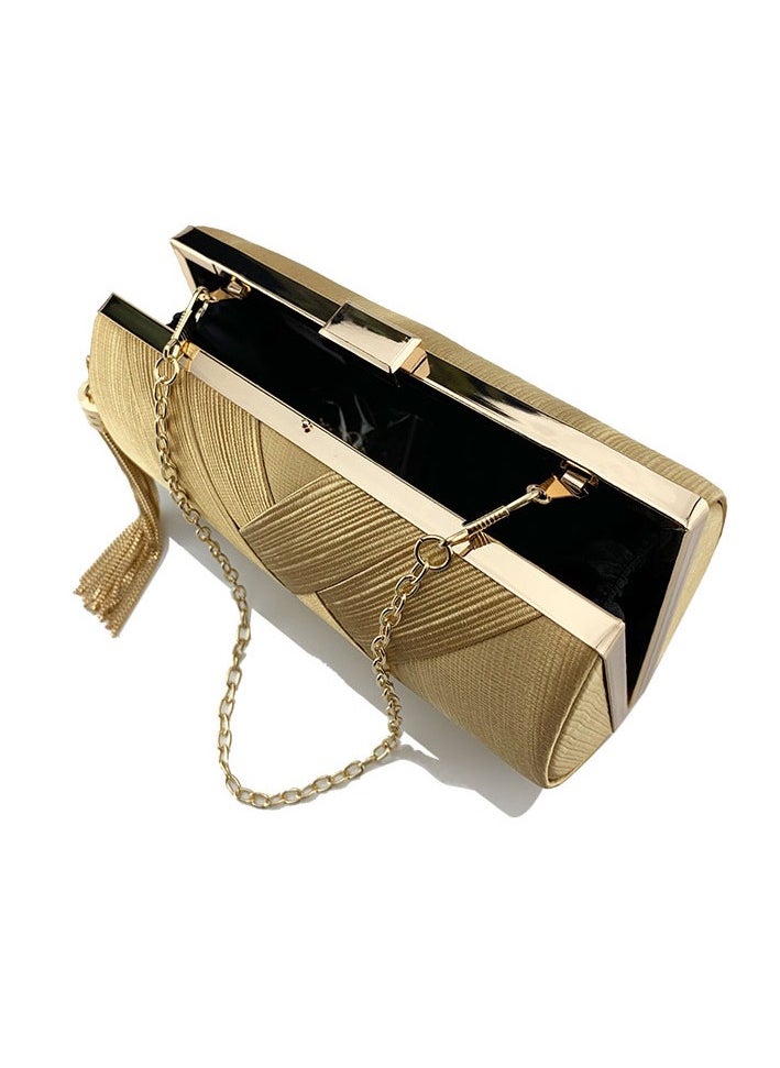 Loquat - Womens Tassel Clutch Purses Evening Crossbody Bag Chain Handbag for Wedding Cocktail Party Prom Gold - Image 1