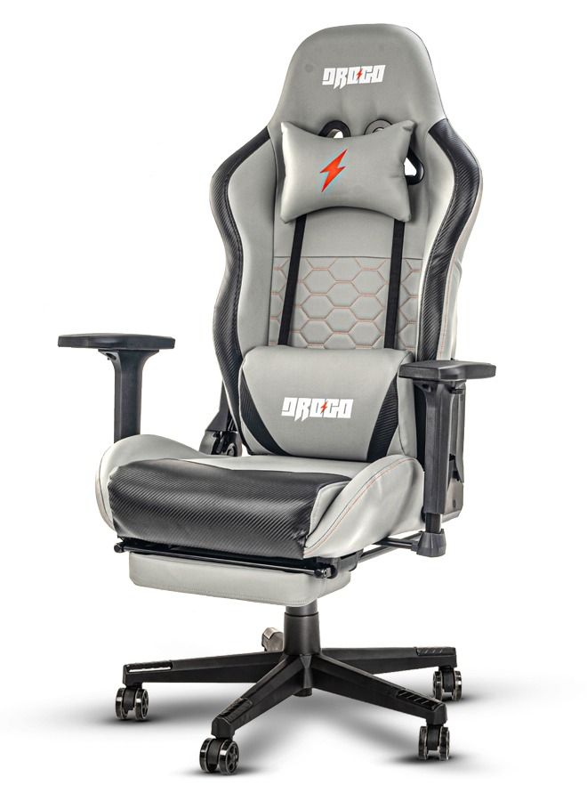 DROGO Drogo Multi-Purpose Ergonomic Gaming Chair with 7 Way adjustable Seat 3D Armrest PU Leather Head  Lumbar Support Pillow| Desk Chair Home  Office Chair with Full Reclining Back Footrest Grey  - Image 1
