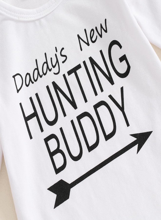 Lenjindjer Baby Boy Girl Hunting Outfits Long Sleeve Daddy's Future Hunting Buddy Romper Deer Pants Hat Coming Home Outfit (Pink, 3-6 Months) - Image 4