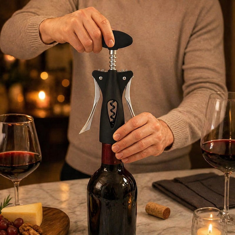Winged Corkscrew Wine Opener - Manual Bottle Opener Corkscrew with Wing Handle, Heavy Duty Stainless Steel Cork Openers for Party, Bar Tools & Home, Bar Accessories, XD-84 - Image 5