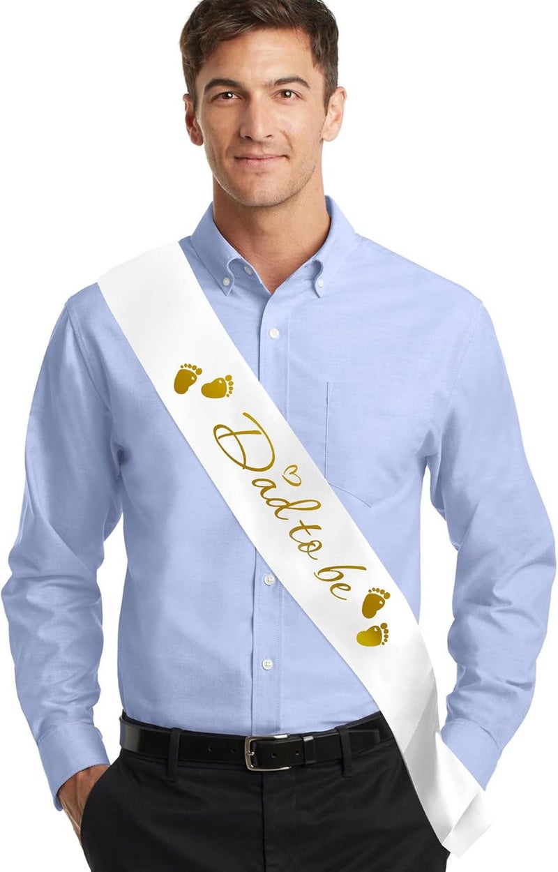 OALCQ Dad To Be Sash Daddy To Be Sash For Baby Shower Sash For Daddy Dad To Be Sash Baby Shower White Sash For Baby Shower Decorations Boy Baby Shower Girl Baby Shower Outfits For Daddy To Be New Dad Gifts - Image 1