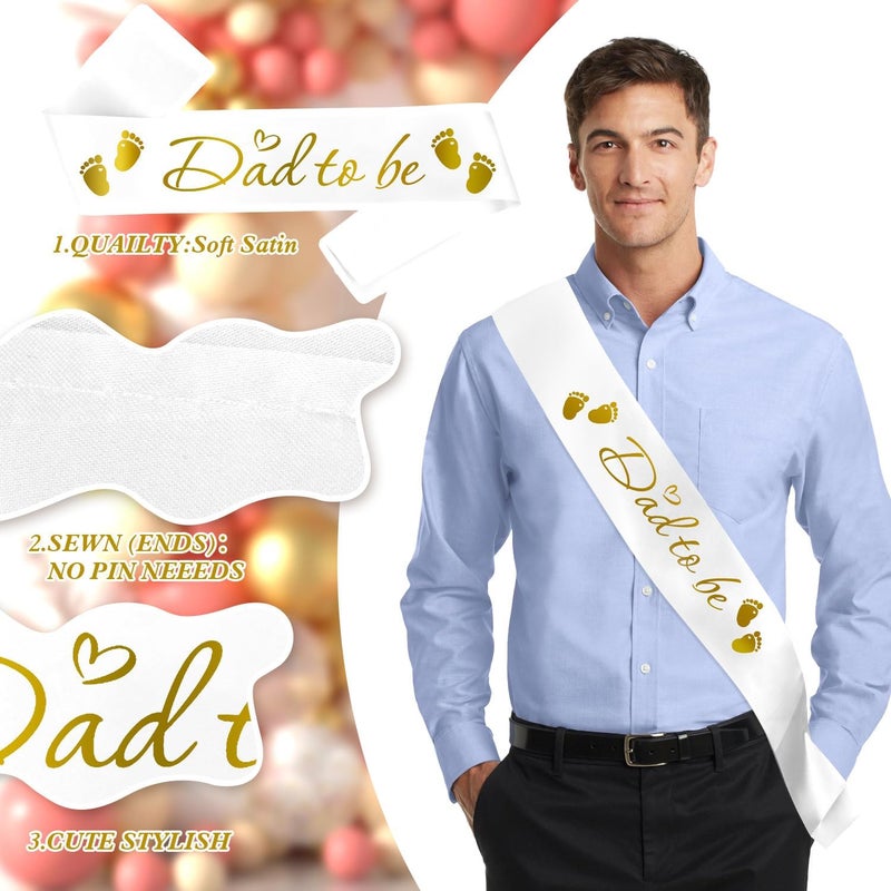 OALCQ Dad To Be Sash Daddy To Be Sash For Baby Shower Sash For Daddy Dad To Be Sash Baby Shower White Sash For Baby Shower Decorations Boy Baby Shower Girl Baby Shower Outfits For Daddy To Be New Dad Gifts - Image 4