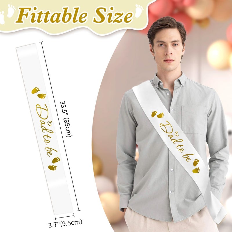 OALCQ Dad To Be Sash Daddy To Be Sash For Baby Shower Sash For Daddy Dad To Be Sash Baby Shower White Sash For Baby Shower Decorations Boy Baby Shower Girl Baby Shower Outfits For Daddy To Be New Dad Gifts - Image 3