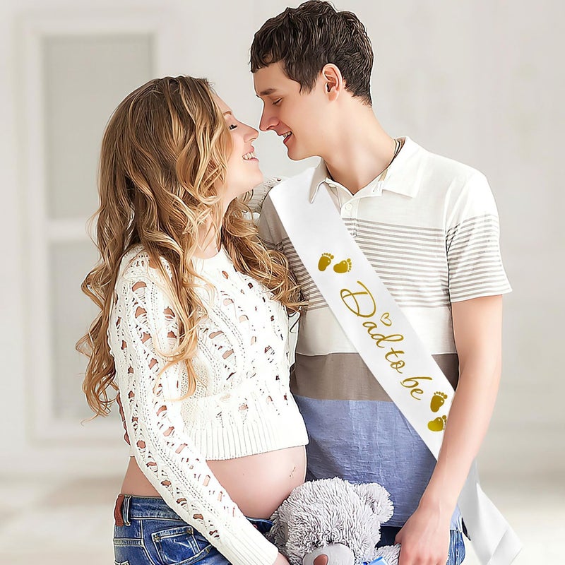 OALCQ Dad To Be Sash Daddy To Be Sash For Baby Shower Sash For Daddy Dad To Be Sash Baby Shower White Sash For Baby Shower Decorations Boy Baby Shower Girl Baby Shower Outfits For Daddy To Be New Dad Gifts - Image 5