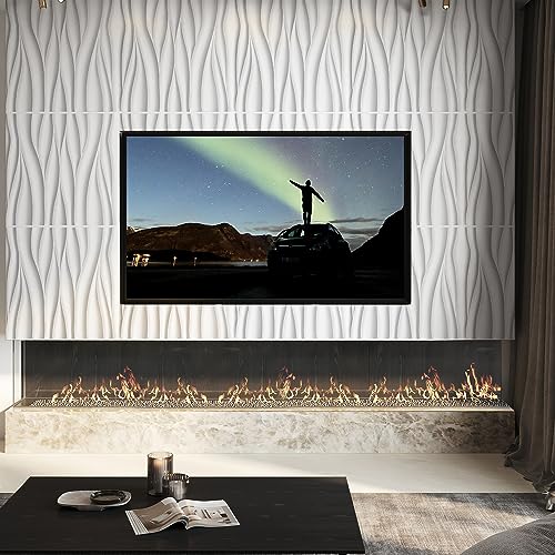 STICKGOO Wave Wall Panels for Interior Wall Decor, White 3D Wall Panels Accent Wall, Paintable 3D Wall Decor Covering Panels for Living Room Bedroom, Pack of 12 Tiles - Image 2