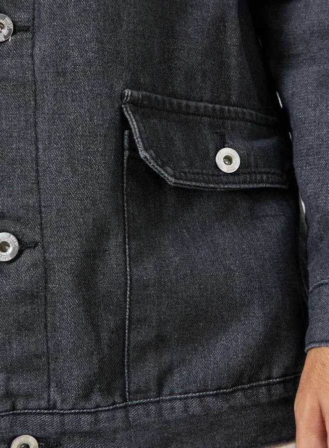 Styli  Men Oversized Denim Jacket with Flap Pocket for Men | Best Price UAE