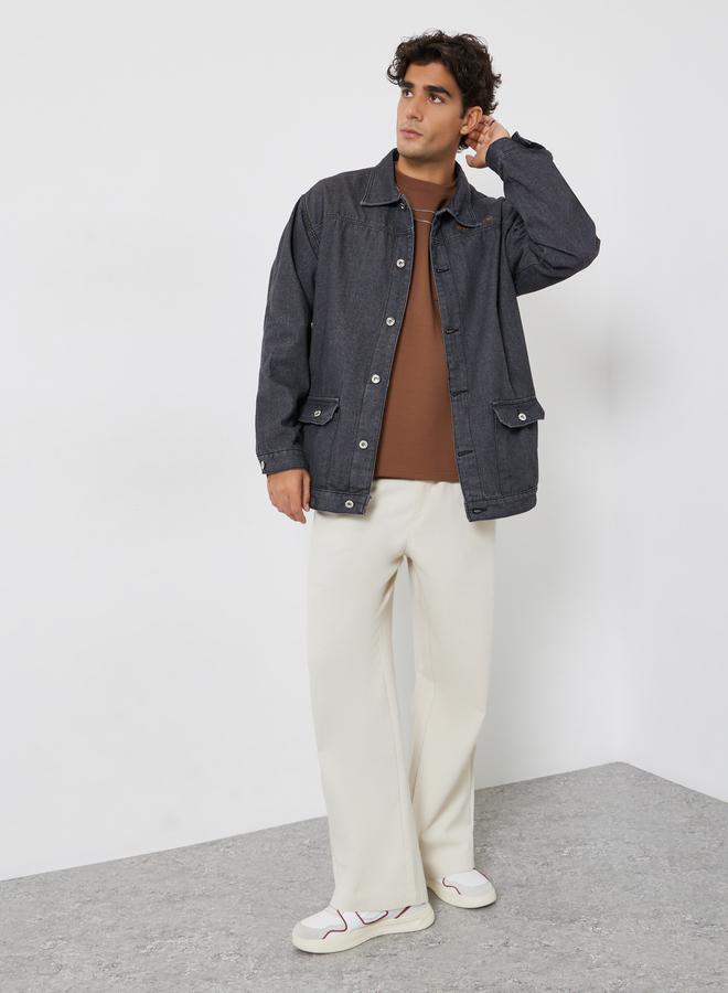 ستايلي جاكيت دنيم بقصة واسعة بجيوب بغطاء - Image 2