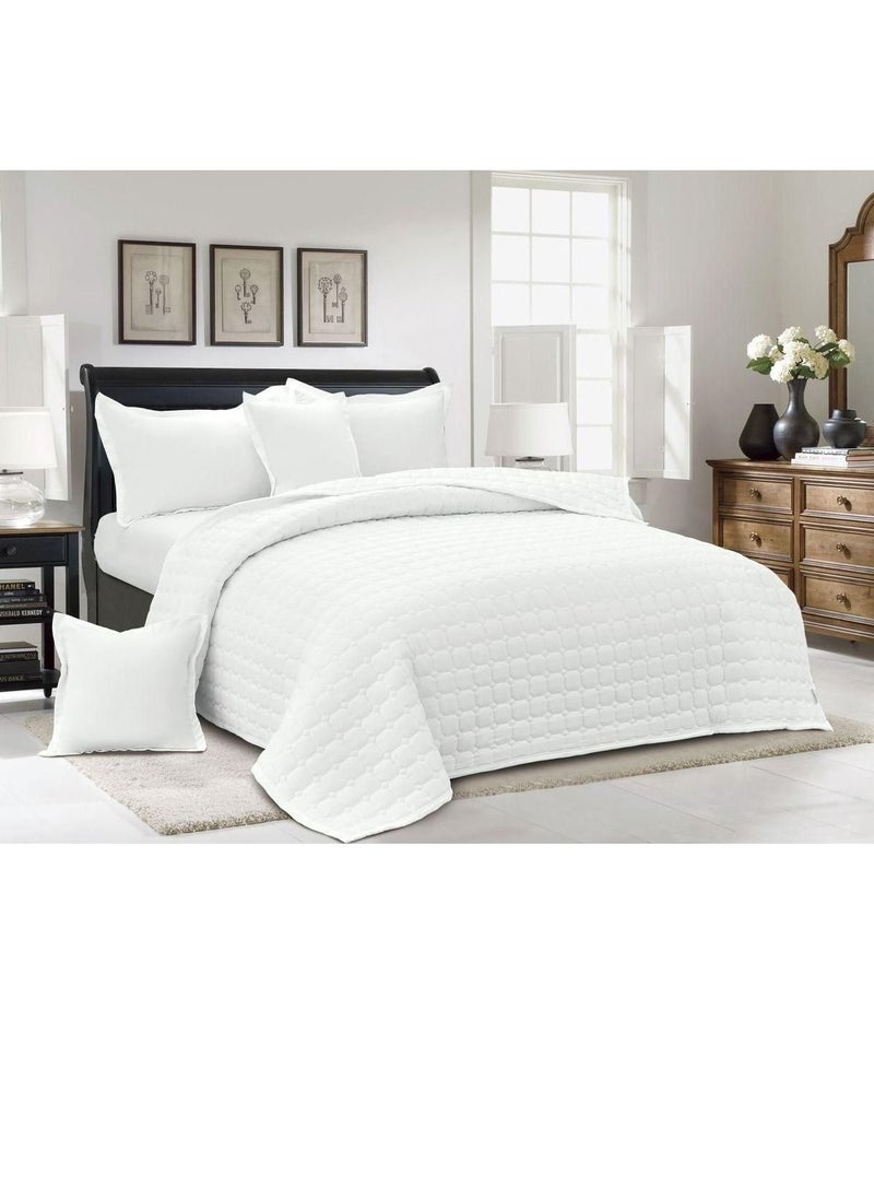 Ming Li Double Duvet Set, 6-Piece Polyester Bedspread, King Size Duvet Cover, 230x250cm, White  - Image 1