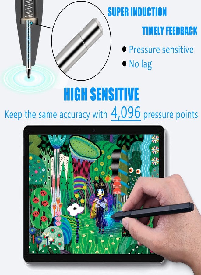 REEYEAR No Wear Out Titanium Alloy Pen Tips fits for Surface Pen, Realititcs Pencil Like Refill Replacement Nibs fits for Microsoft Surface Pro 7 6 5 4 Series(Model 1776) Surface Laptop Stylus Pen,2 Pack - Image 3