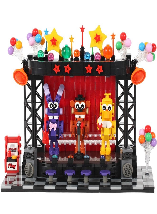 Spaciolo Five Nights Stage Toy Building Sets -Compatible with Lego Monster Scene, Bear, Rabbit & Chicken Performing on Stage, Horror Game-Inspired Spooky Toy for Fans and Collectors - Image 1