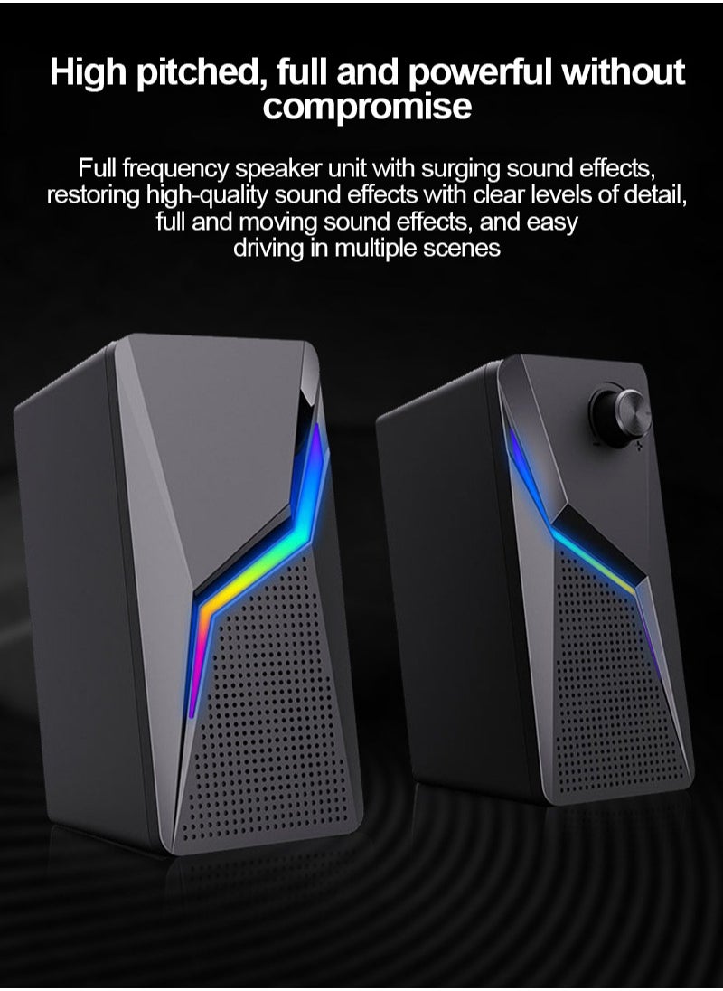 FlashHawk RGB Desktop USB PC Speaker,Wired Stereo Sound Speaker for Computer Notebook  - Image 2