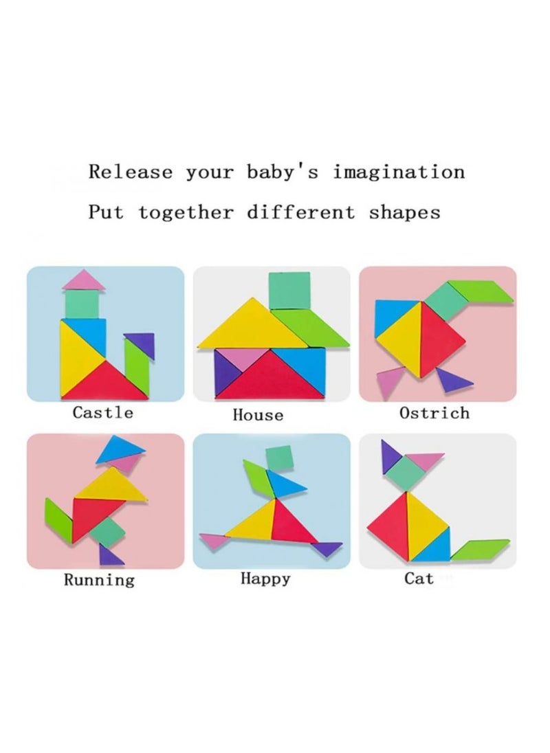 AIWANTO - Tangrams for Kids Travel Game Puzzle Magnetic Book & Educational Toy Dissection with 7 Simple Colorful Shapes Games and Solution Gift - Image 1