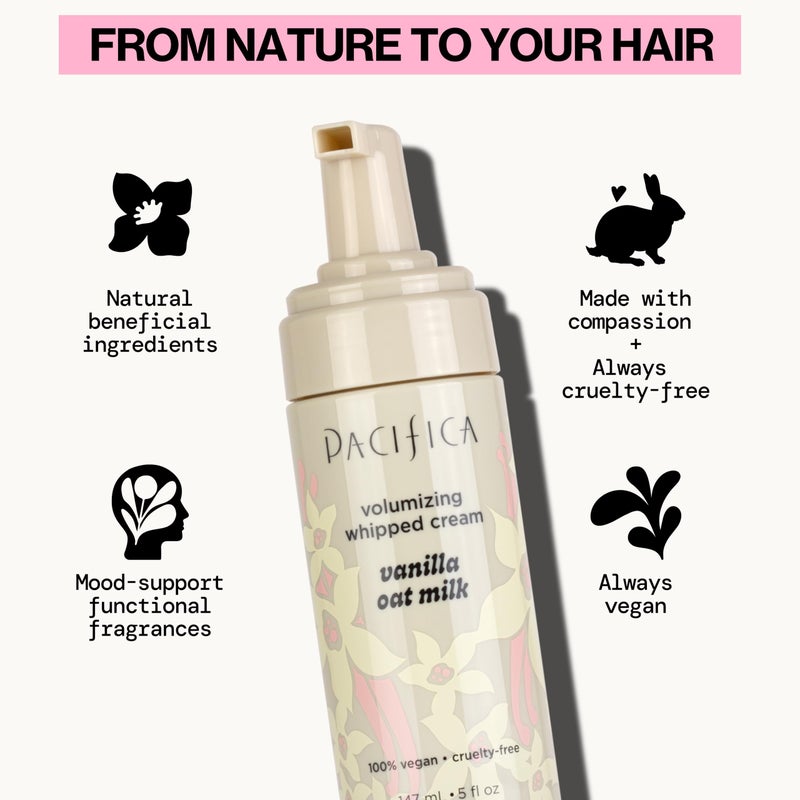 Pacifica Hair Mousse - Vanilla Oat Milk â€“ Light Hold for Soft Volume & Hydration with Touchable Hold, Delightful Vanilla Scent, Vegan & Cruelty-Free, 5 fl oz - Image 4