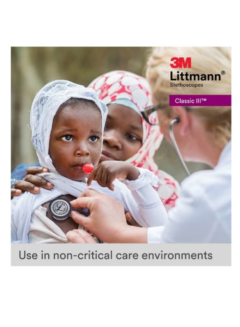 ثري أم ليتمان الكلاسيكية الثالثة المراقبة ستيثوسكوب، 5868، أكثر من 2X كما عالية الصوت *، وزن أقل **، الفولاذ المقاوم للصدأ الأسود-النهاية الصدر، 27 "أنبوب بورغوندي، الجذع الأسود وسماعة الرأس - Image 3