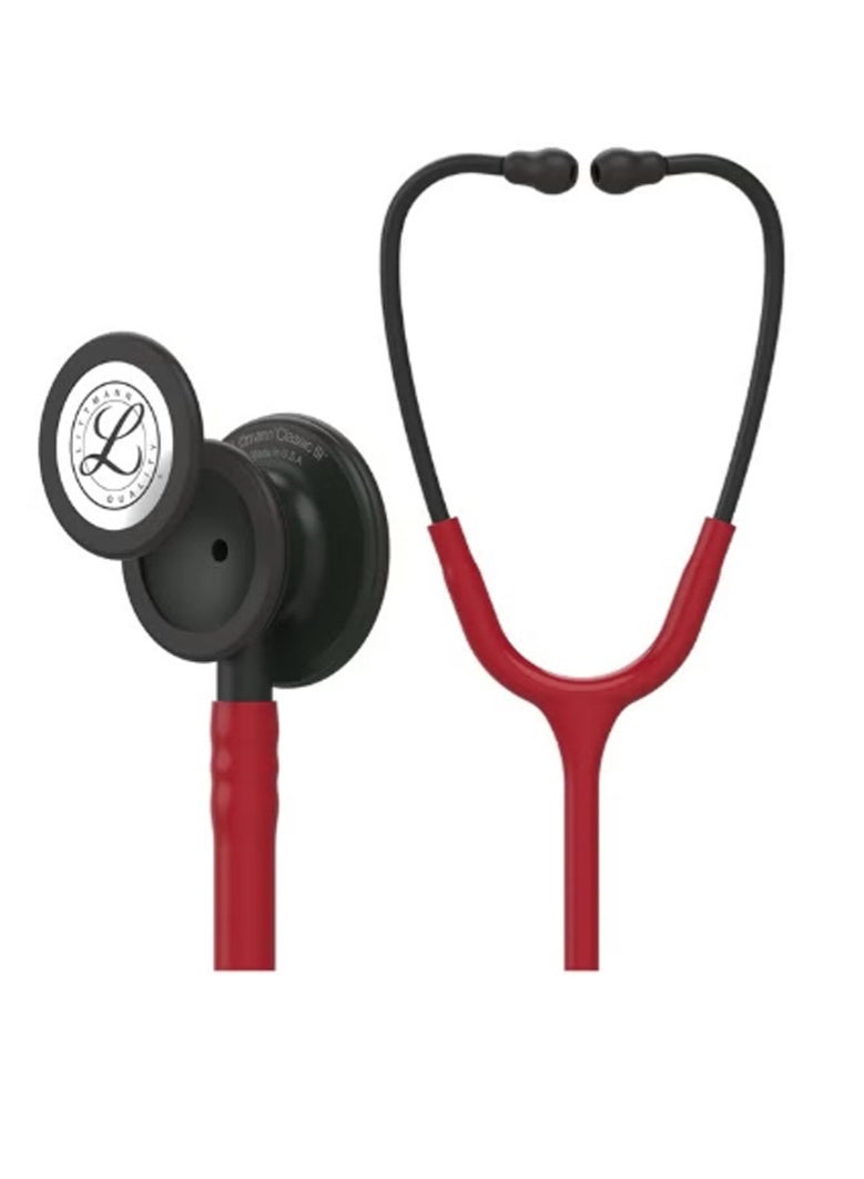 ثري أم ليتمان الكلاسيكية الثالثة المراقبة ستيثوسكوب، 5868، أكثر من 2X كما عالية الصوت *، وزن أقل **، الفولاذ المقاوم للصدأ الأسود-النهاية الصدر، 27 "أنبوب بورغوندي، الجذع الأسود وسماعة الرأس - Image 1