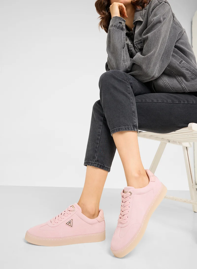 GUESS Logo Detailed Lace Up Low Top Sneakers