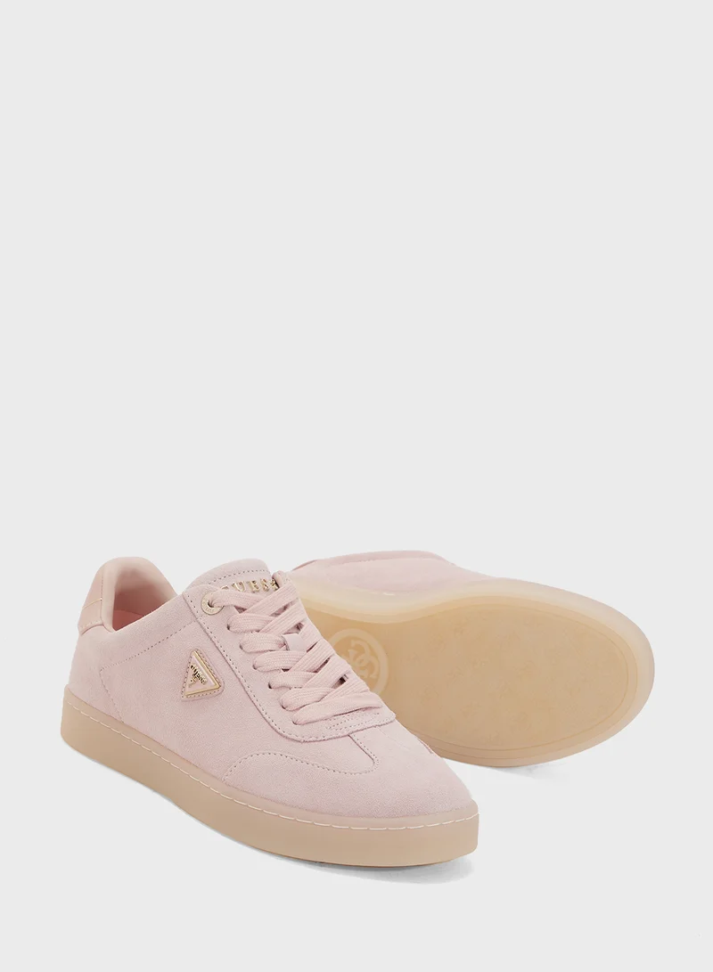GUESS Logo Detailed Lace Up Low Top Sneakers