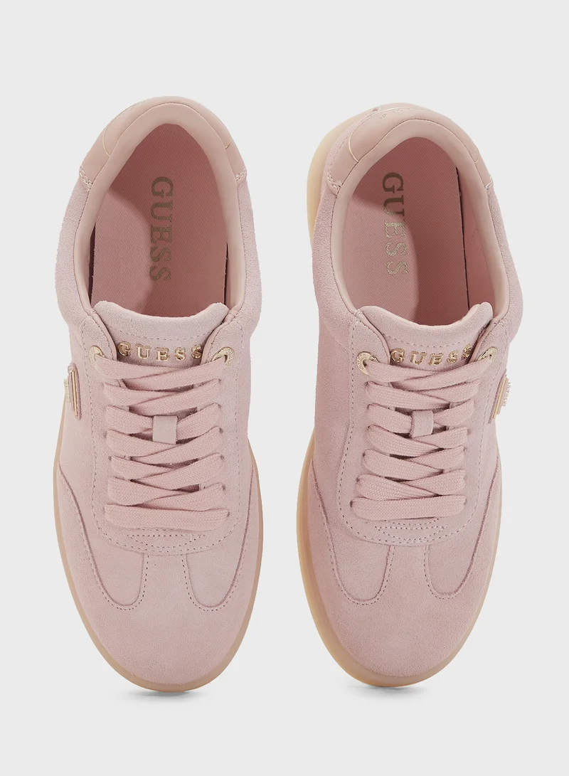 GUESS Logo Detailed Lace Up Low Top Sneakers