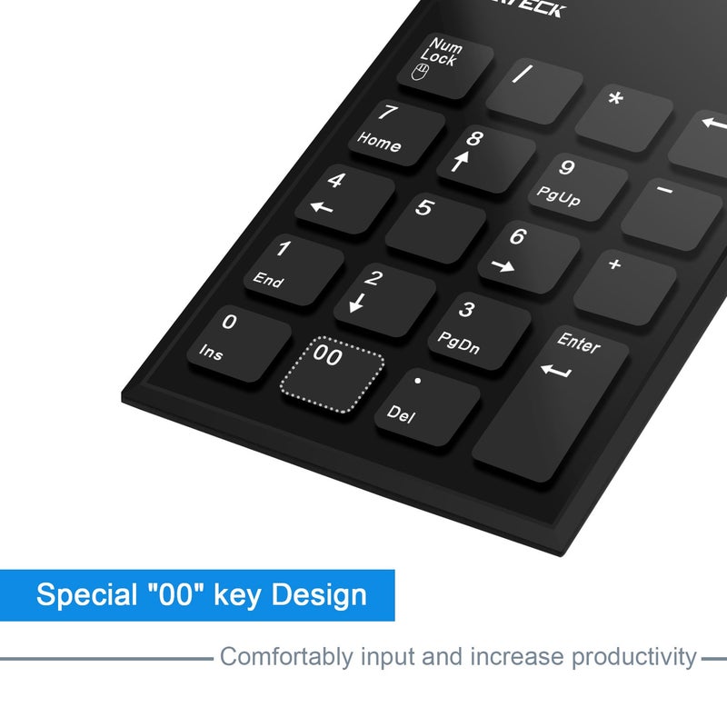 Cateck Numeric Keypad & Mouse Combo, Cateck 2.4G 19 Keys Wireless Mini USB Number Pad Keyboard and Mouse Combo with USB Receiver for Laptop Desktop PC Notebook- Just One USB Receiver - Image 2