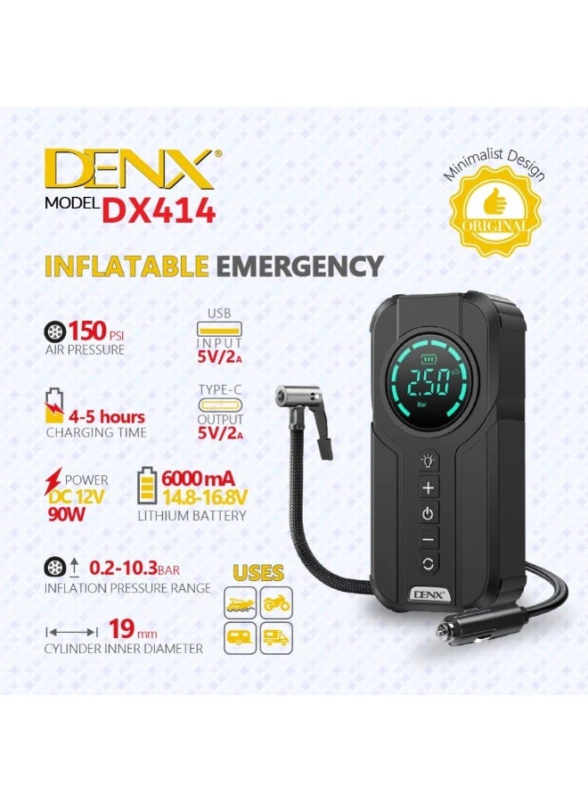 Denx DX414 6000 mAh portable car starter battery with built-in air blower - Image 2
