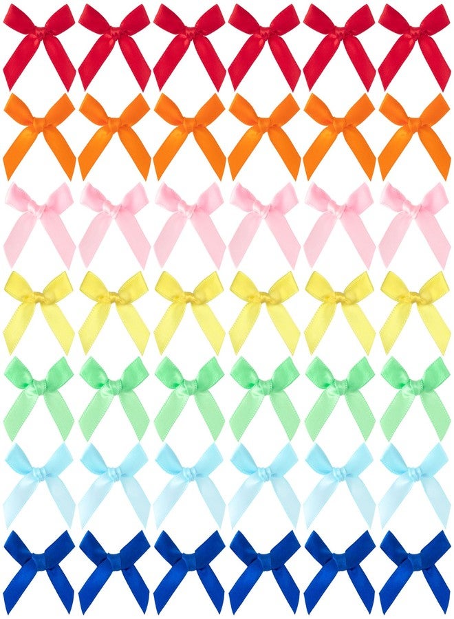 Mxxipp 70pcs Mini Ribbon Bows for Craft, Small Satin Ribbon Bow, Colorful Bowknot Sewing Accessories for Flowers Bakery Gift Wrapping Christmas Wedding Birthday Party Decoration- 7 Colors - Image 1