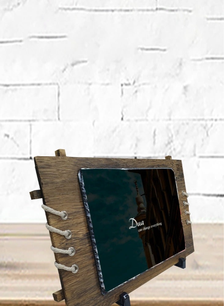 Service Zone Protective Printed White Rectangle Shape Marble Photo Frame for Table Top Dua Can Change Everything  - Image 3