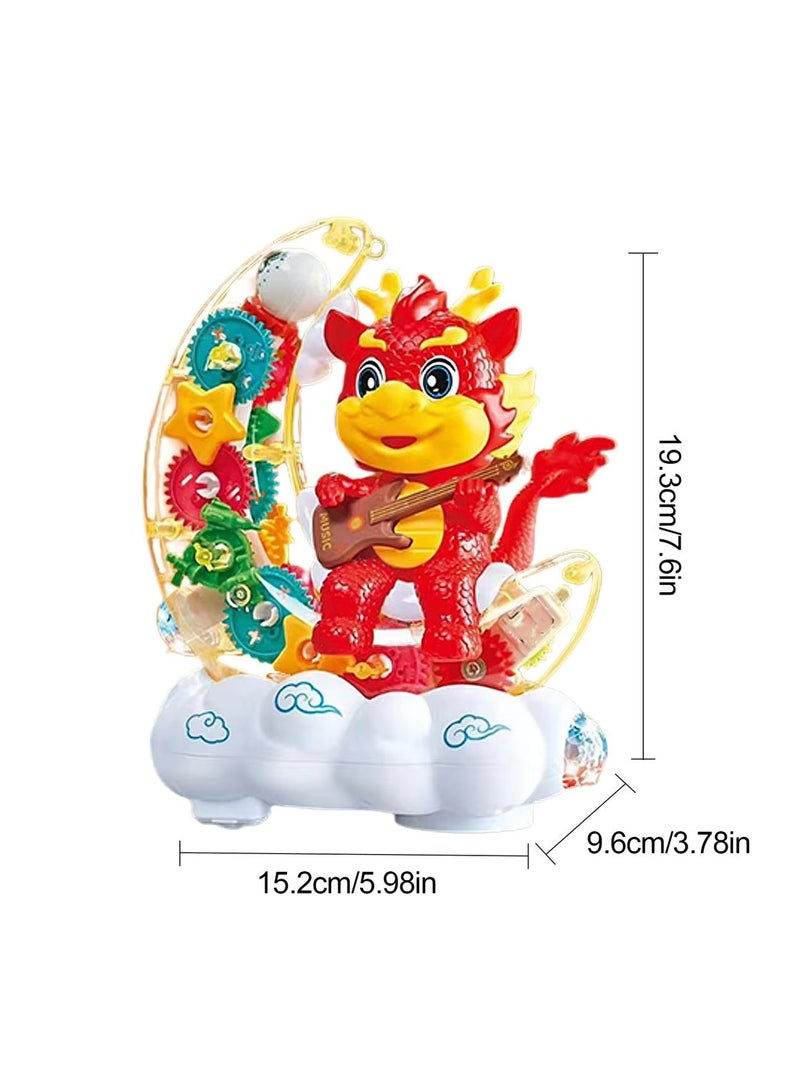 Toyland لعبة التنين الكهربائي مع تروس شفافة للأطفال تنين القمر عجلة عالمية موسيقى ضوء - Image 3