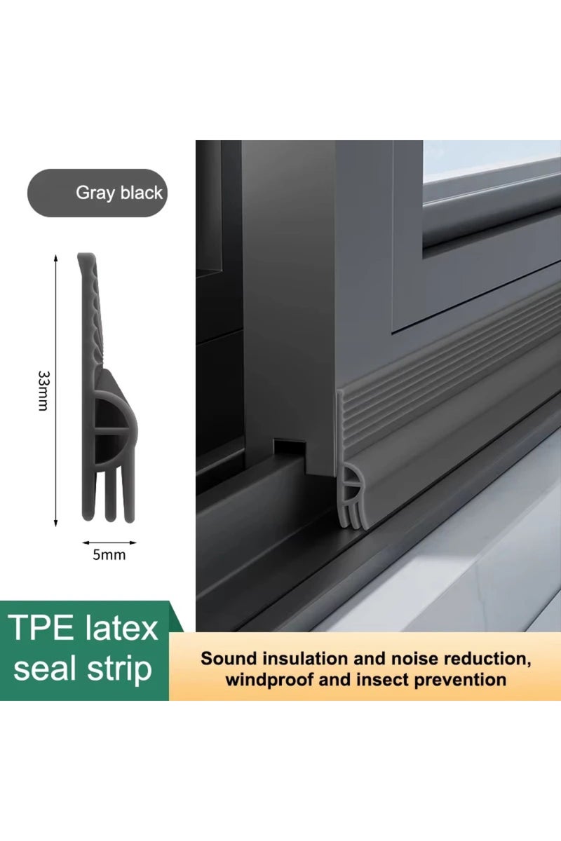 4M Dark Gray 4m TPE Sliding Windows Seal Strip Self Adhesive Triple Soundproof Weatherstrip Tape Win