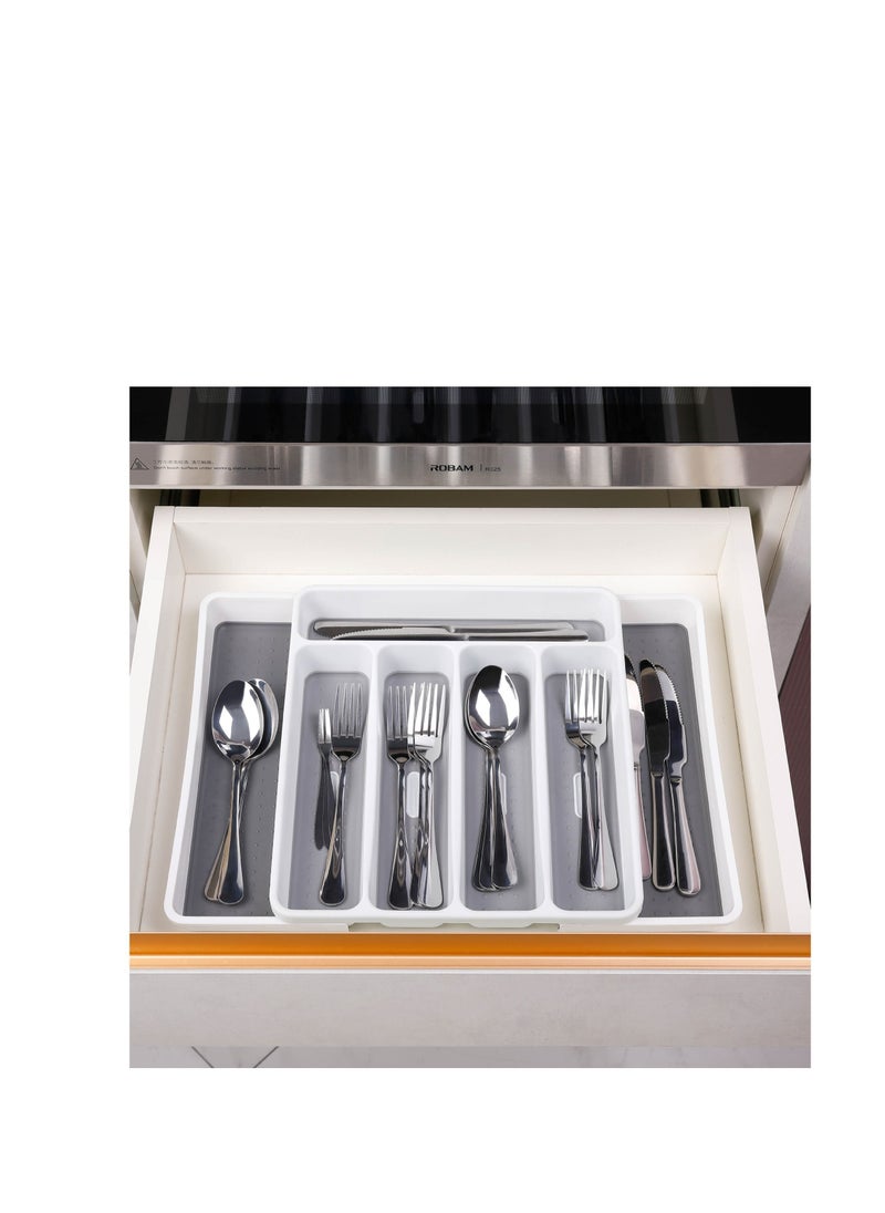 MIXDE Expandable Silverware Drawer Organizer Non-Slip & Adjustable Silverware Trays for Kitchen Drawers, Kitchen Organization for Utensils Cutlery Flatware Storage 