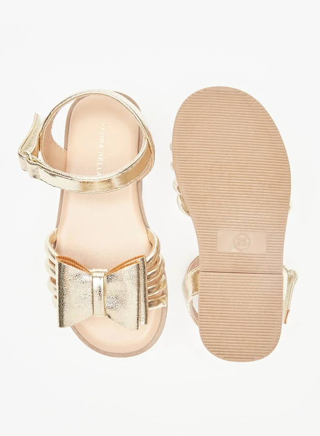 فلورا بيلا من شو إكسبرس Girl's Bow Accent Sandals with Hook and Loop Closure Ramadan Collection
