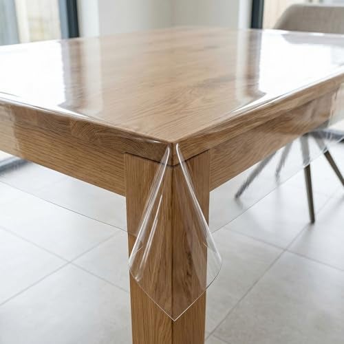 NABAAT Premium Dining Table Cover for 6 Seater Thick Waterproof Cloth, Transparent Center Table Cover for Home Decor Durable - Transparent (78 X 54 inch (6 Seater)) - Image 1
