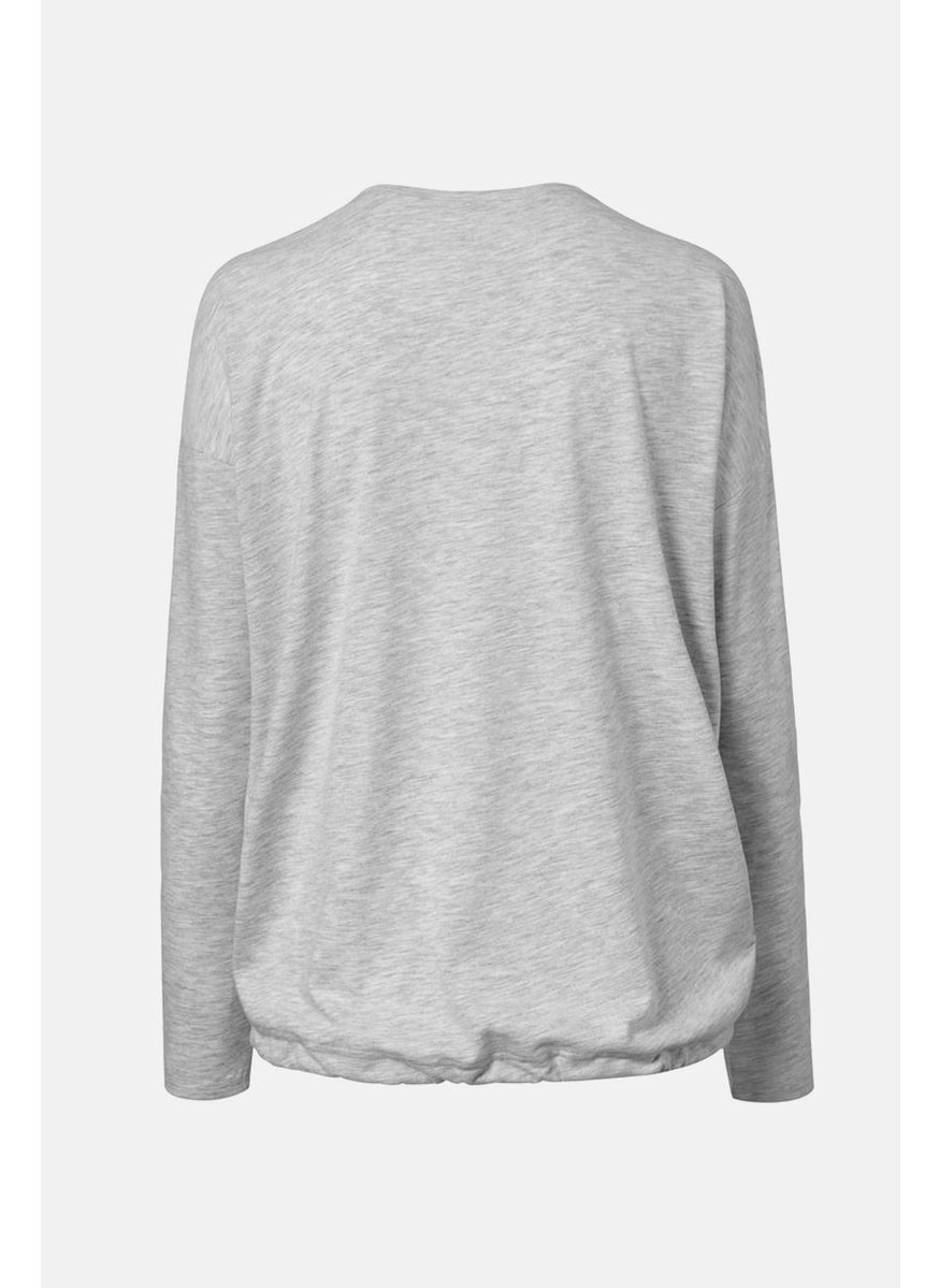 Tchibo - Women Round Neck Long Sleeve Heather Top, Grey - Image 1