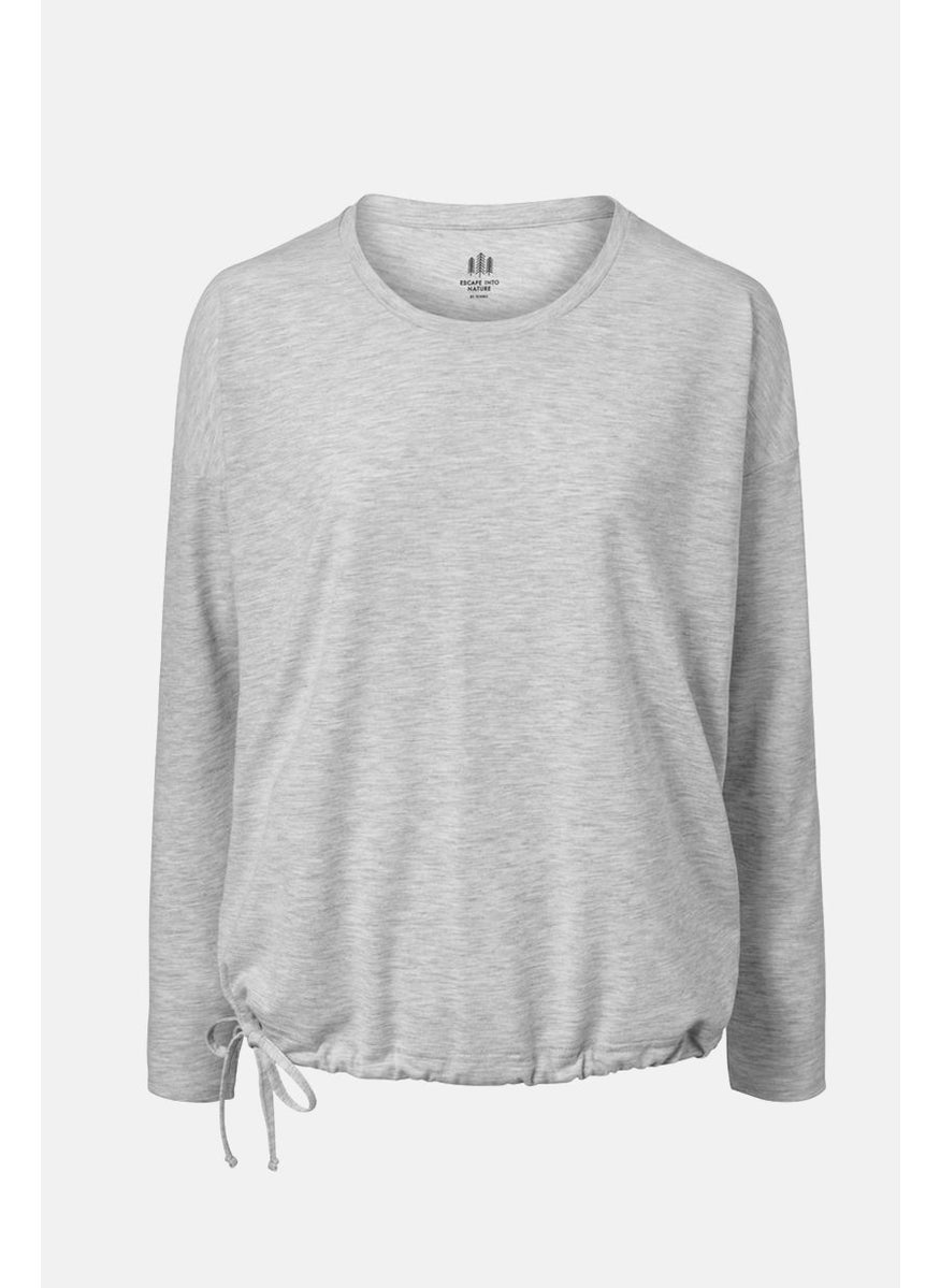 Tchibo - Women Round Neck Long Sleeve Heather Top, Grey - Image 1