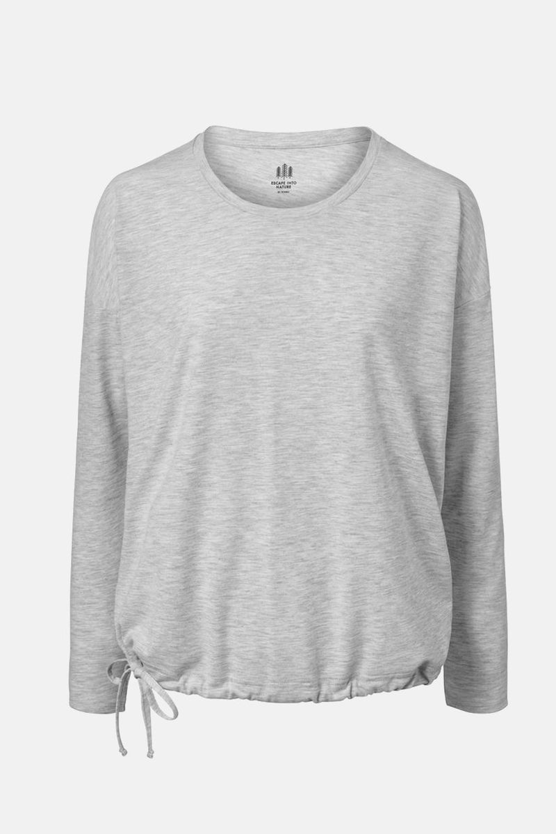 Tchibo بلوزة نسائية بأكمام طويلة وياقة دائرية، رمادي - Image 3