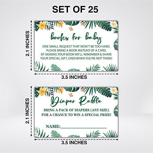 DETIHO 25 Dinosaur Baby Shower Invitation Cards With Envelopes (4" x 6") - 1 Diaper Raffle Self-Standing Sign With 25 Game Cards & 25 Book Request Cards - a05 - Image 3