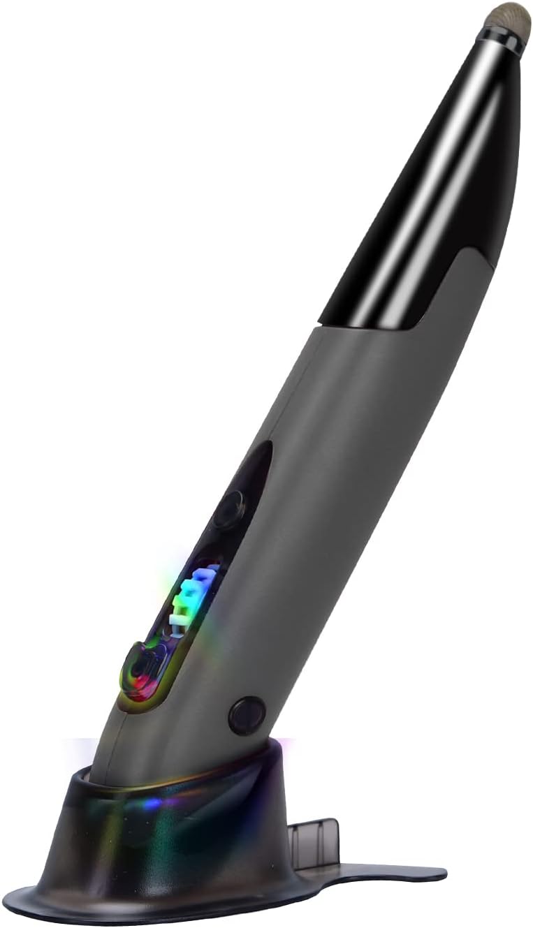 lychee Wireless Optical Pocket Pen Mouse, 2.4GHZ USB Wireless Optical Pen Mouse Handwriting Mini Air Mouse Mice for PC Laptop Notebook Computer Mac (Voice&Bluetooth, Grey1) - Image 1