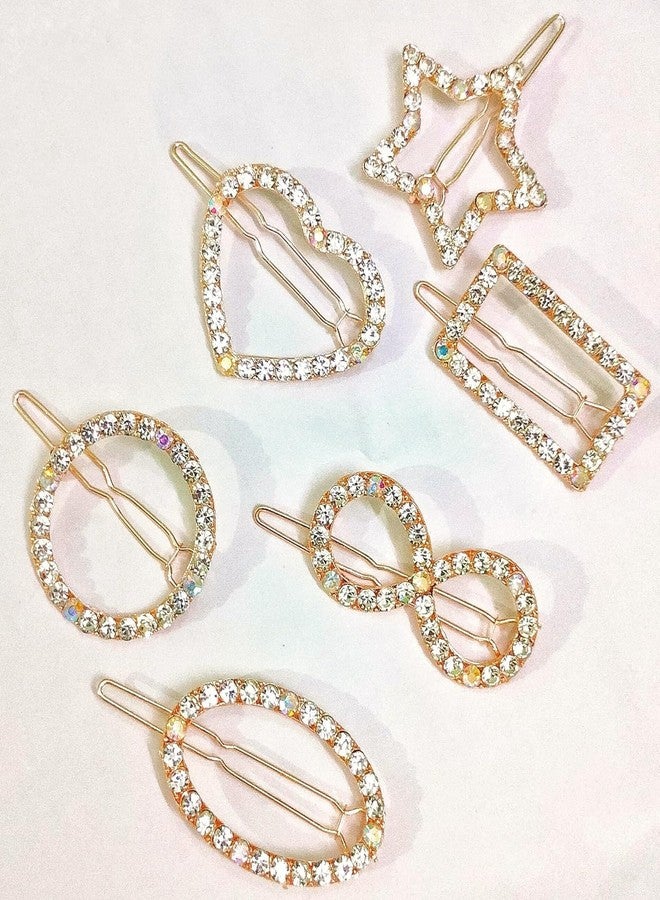Calitate24 2Pcs Hair Clips Pins, Golden Hairpin Hair Barrettes Elegant Metal Hair Clips Rhinestone Hairpin, Golden Hollow Geometric Hair Pins for Women Girls Heart, Moon, Star Shape Pins Hair Styling Accessories - Image 3
