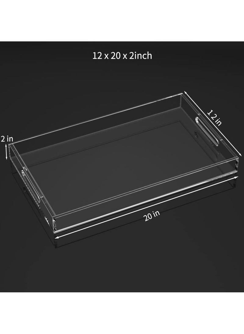 تي بي جي بي صينية تقديم أكريليك 12 × 20 بوصة - مقاومة للانسكاب - منظم صينية مزخرف شفاف لطاولة القهوة العثمانية مع مقابض - Image 2