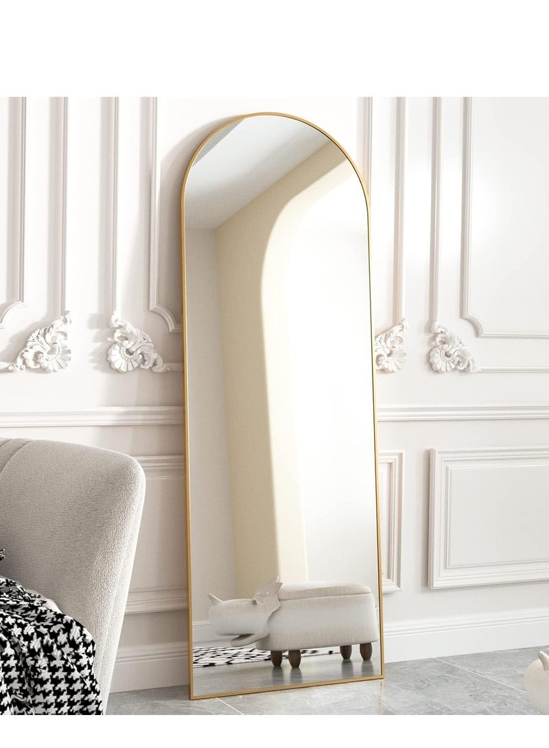 فيبارتي مرآة مقوسة كاملة الطول - قائمة ومثبتة على الحائط، زجاج عالي الدقة، زوايا قابلة للتعديل، إطار ألومنيوم قوي، 160 × 50 سم، ديكور منزلي حديث وأنيق لغرفة النوم، وغرفة المعيشة، والممر، وغرفة الملابس، والمدخل، والخزانة، والممر - متينة، تصميم عالي الجودة (ذهب) - Image 2